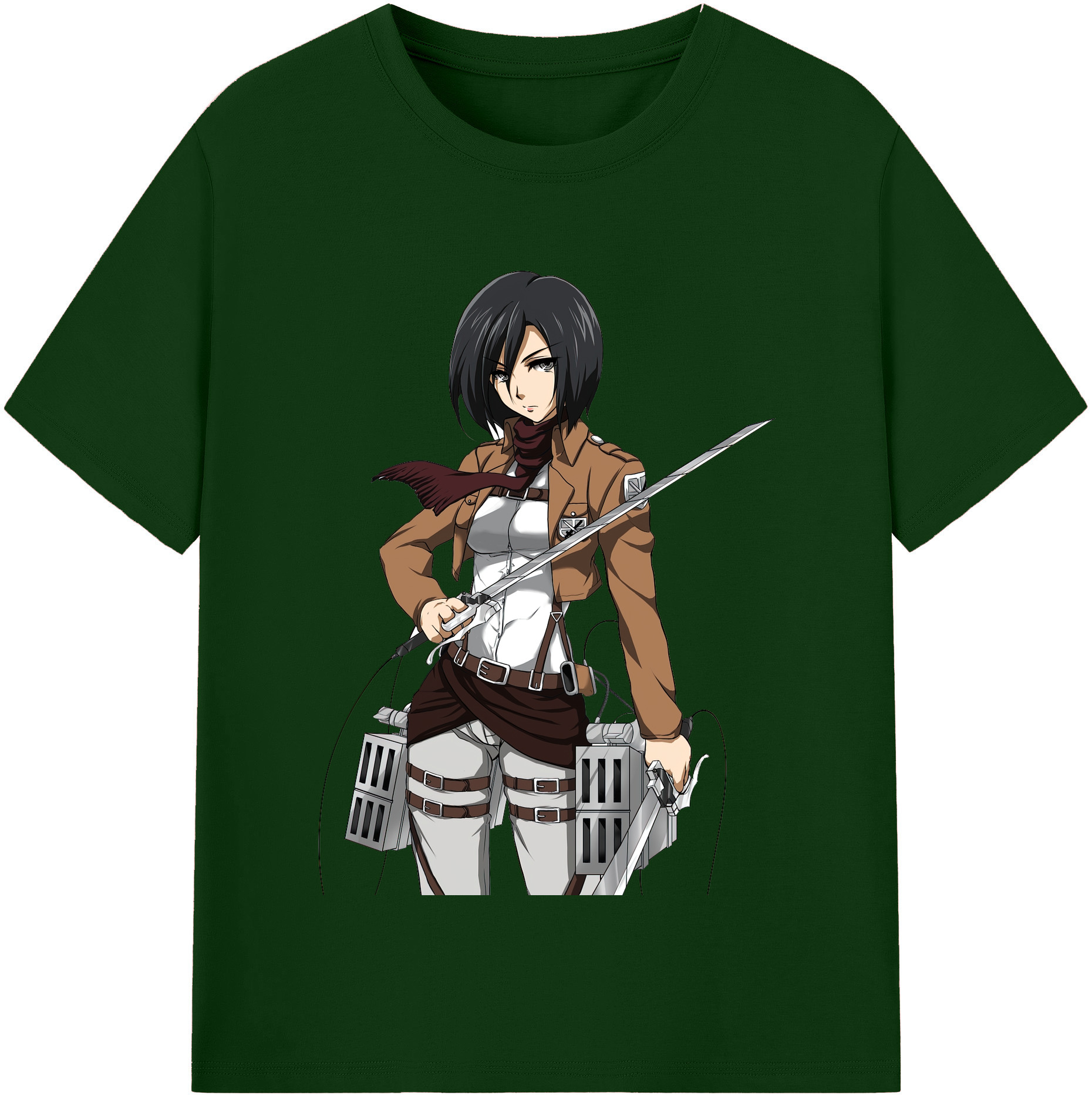 （画像用） 進撃の巨人 ミカサ·アッカーマン Attack on Titan Mikasa Ackerman 綿100％半袖Tシャツ（フロントプリント）